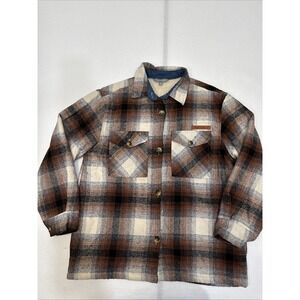 Simply Southern Womens Plaid Flannel Shacket Small Barn Coat Chores Sherpa Lined